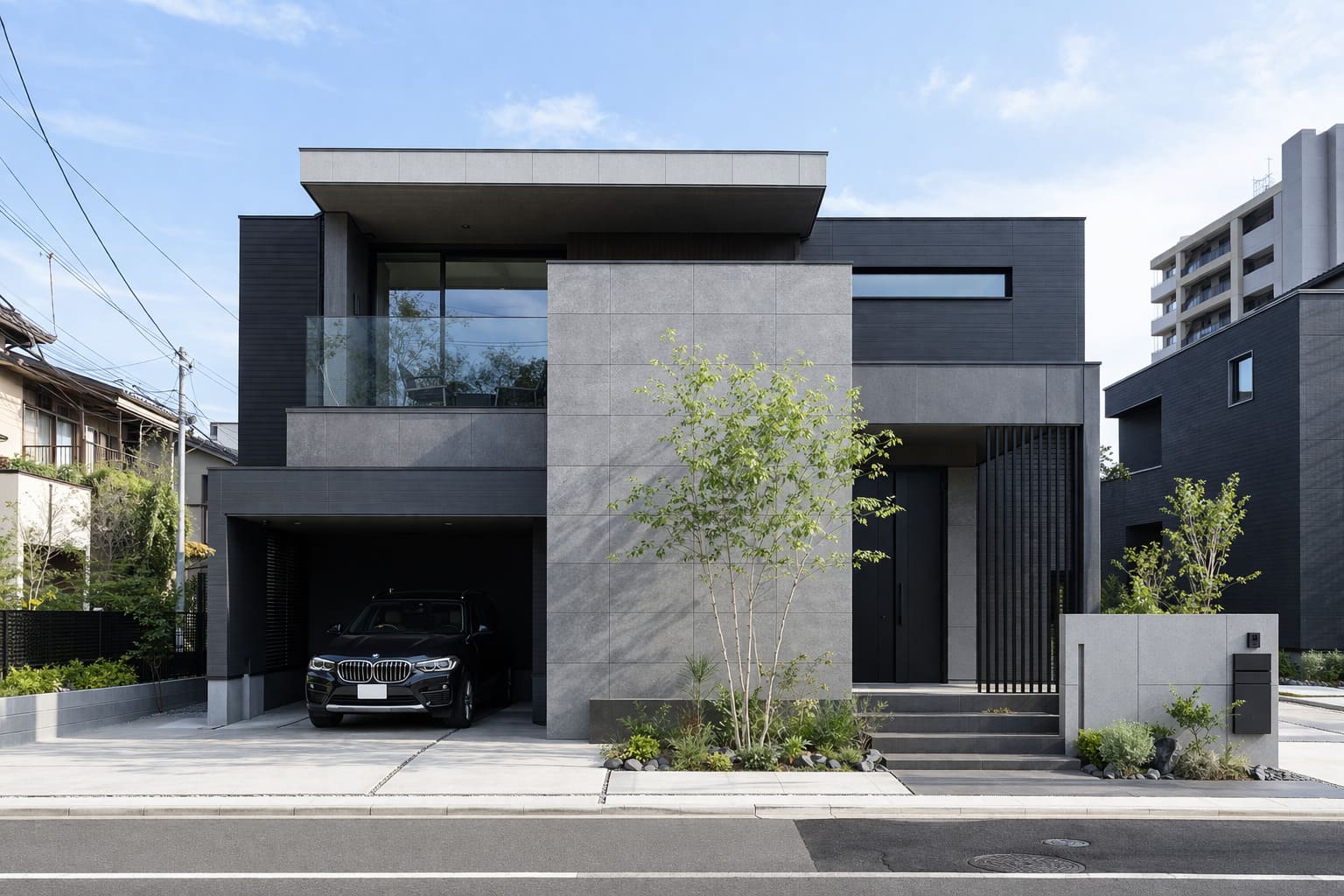 ヘーベルハウスの都市型シャープな外観