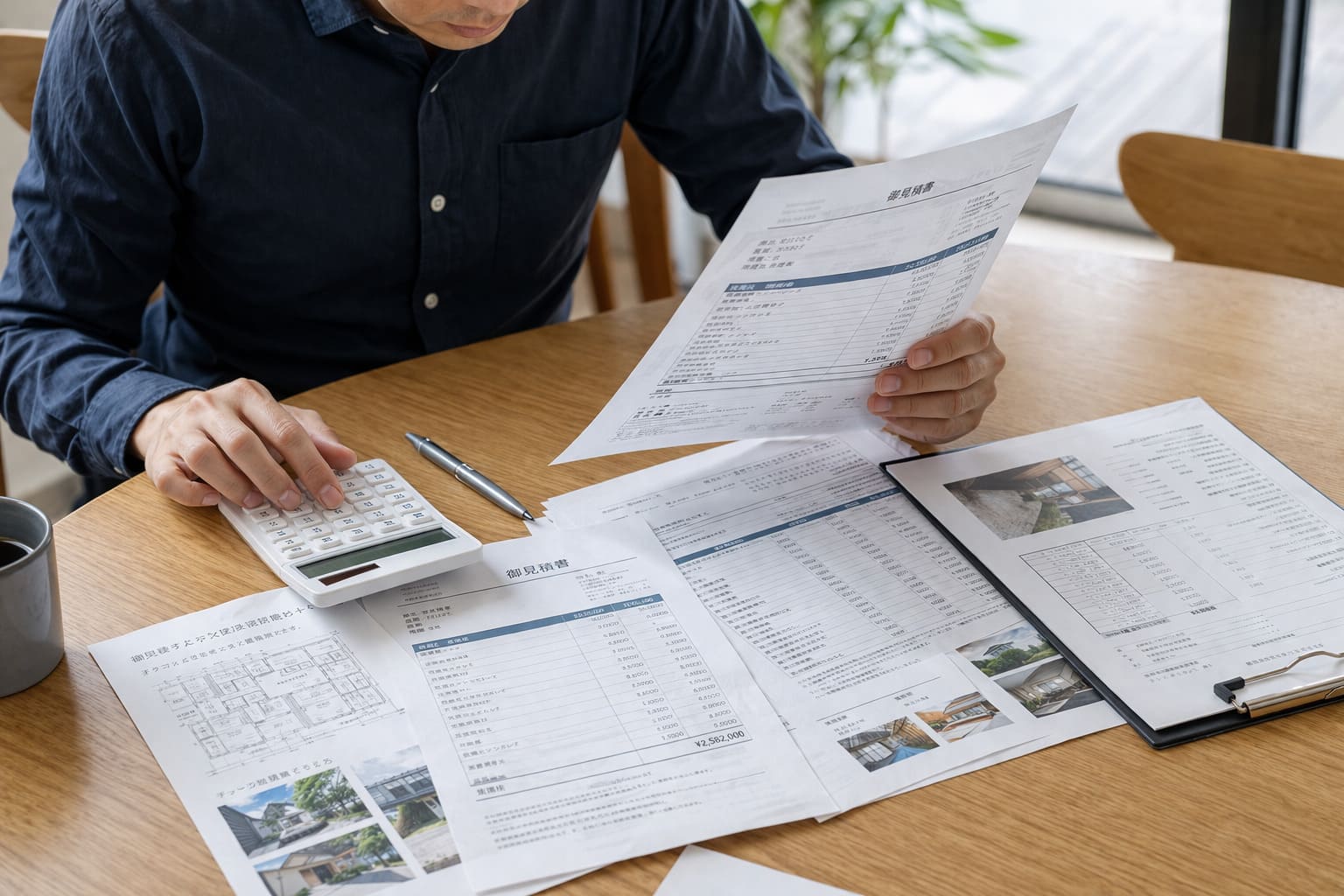見積書を確認する手元のイメージ