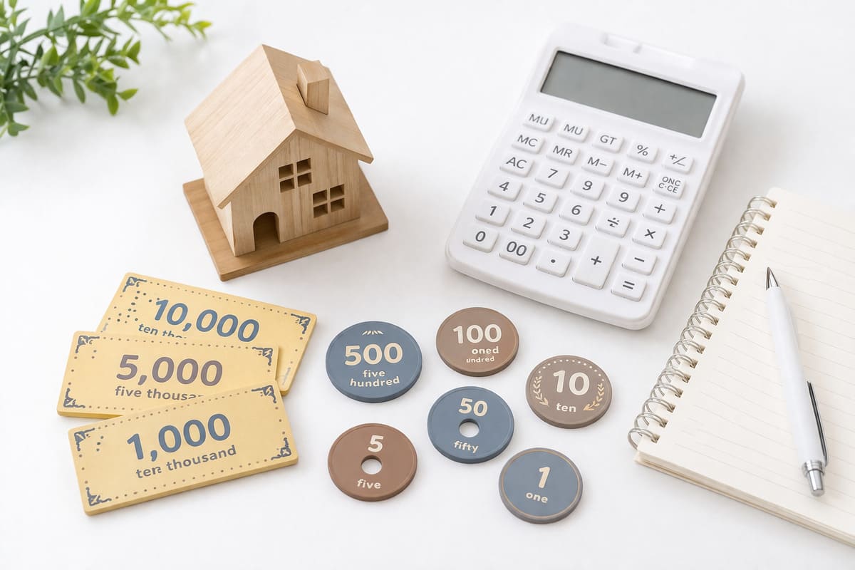 注文住宅の費用を電卓で計算しているイメージ