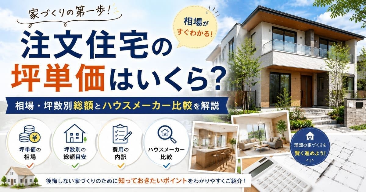 注文住宅の坪単価はいくら？相場・坪数別総額とハウスメーカー比較を解説