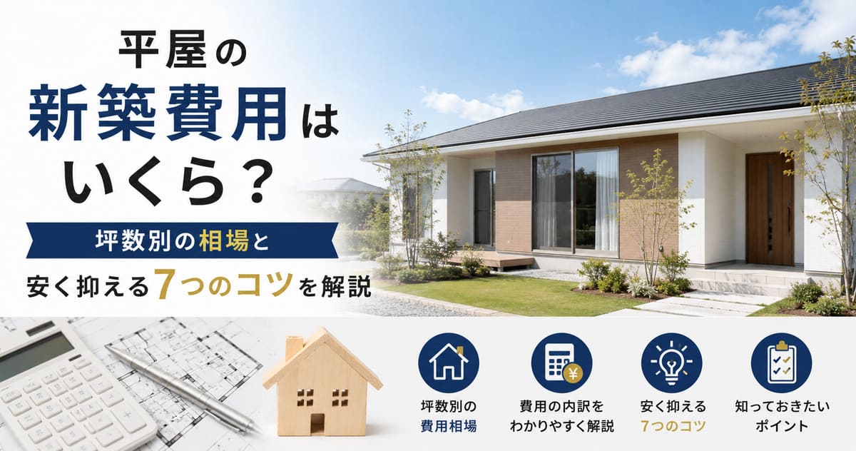 平屋の新築費用はいくら？坪数別の相場と安く抑える7つのコツを解説