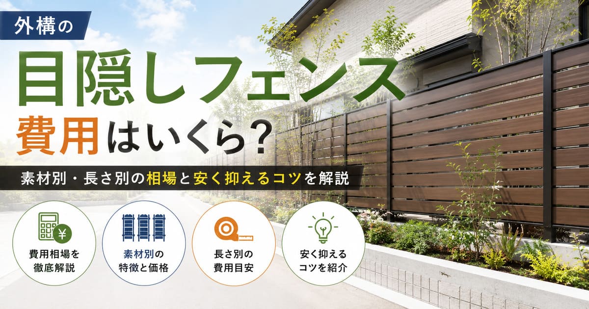外構の目隠しフェンス費用はいくら？素材別・長さ別の相場と安く抑えるコツを解説