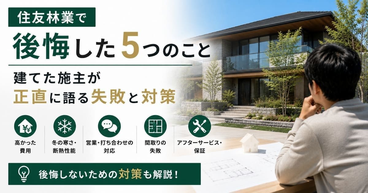 住友林業で後悔した5つのこと｜建てた施主が正直に語る失敗と対策